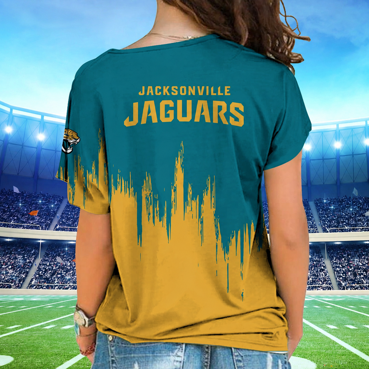 [SPECIAL OFFER] NEW CUSTOMIZED NFL30 JSJ JACKSONVILLE JAGUARS SHOULDER SHIRT