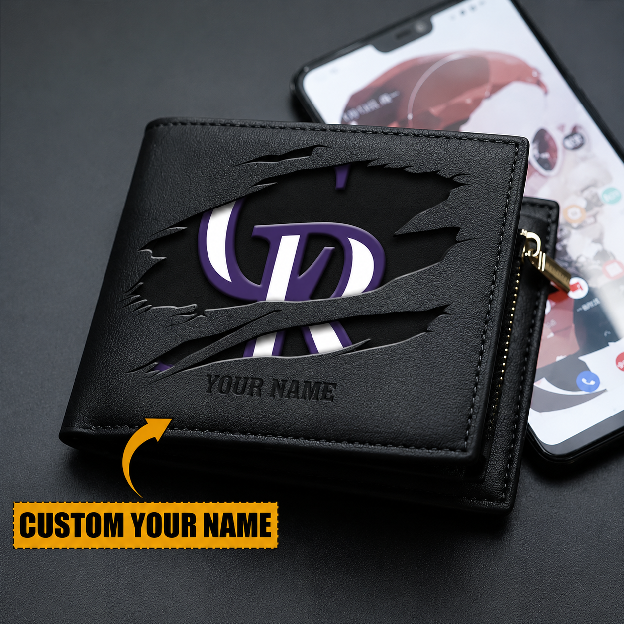 LIMITED EDITION - NEW CUSTOMIZED MLB30 COR COLORADO ROCKIES LEATHER WALLET