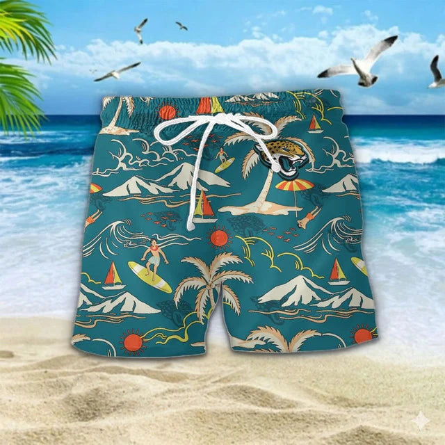 VIRAL EDITION  - NEW CUSTOMIZED NFL30 JSJ JACKSONVILLE JAGUARS UNISEX INDEPENDENCE DAY HAWAIIAN SHIRT & SHORTS SET