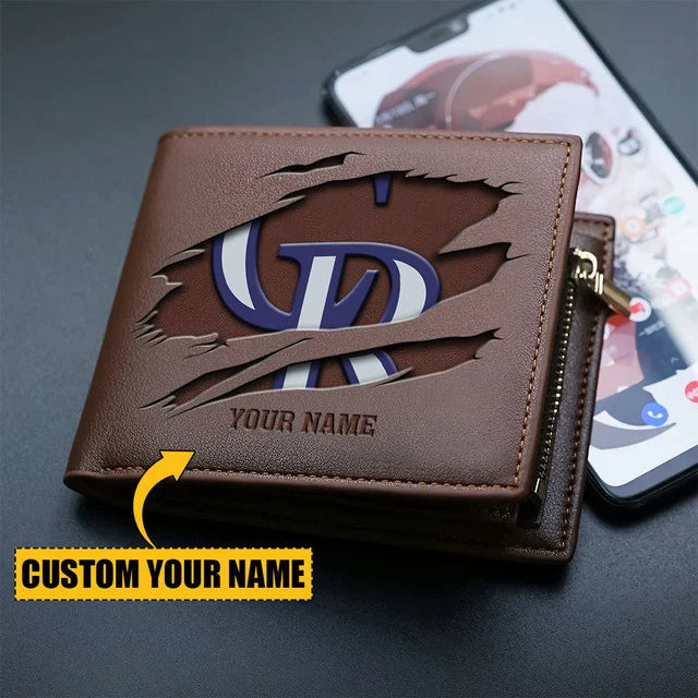 LIMITED EDITION - NEW CUSTOMIZED MLB30 COR COLORADO ROCKIES LEATHER WALLET
