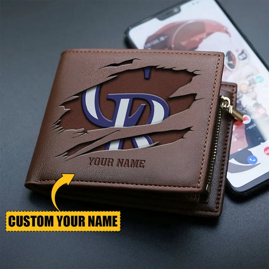 LIMITED EDITION - NEW CUSTOMIZED MLB30 COR COLORADO ROCKIES LEATHER WALLET