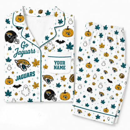 [SPECIAL OFFER] NEW CUSTOMIZED NFL30 JSJ JACKSONVILLE JAGUARS HALLOWEEN LONG PAJAMAS SET