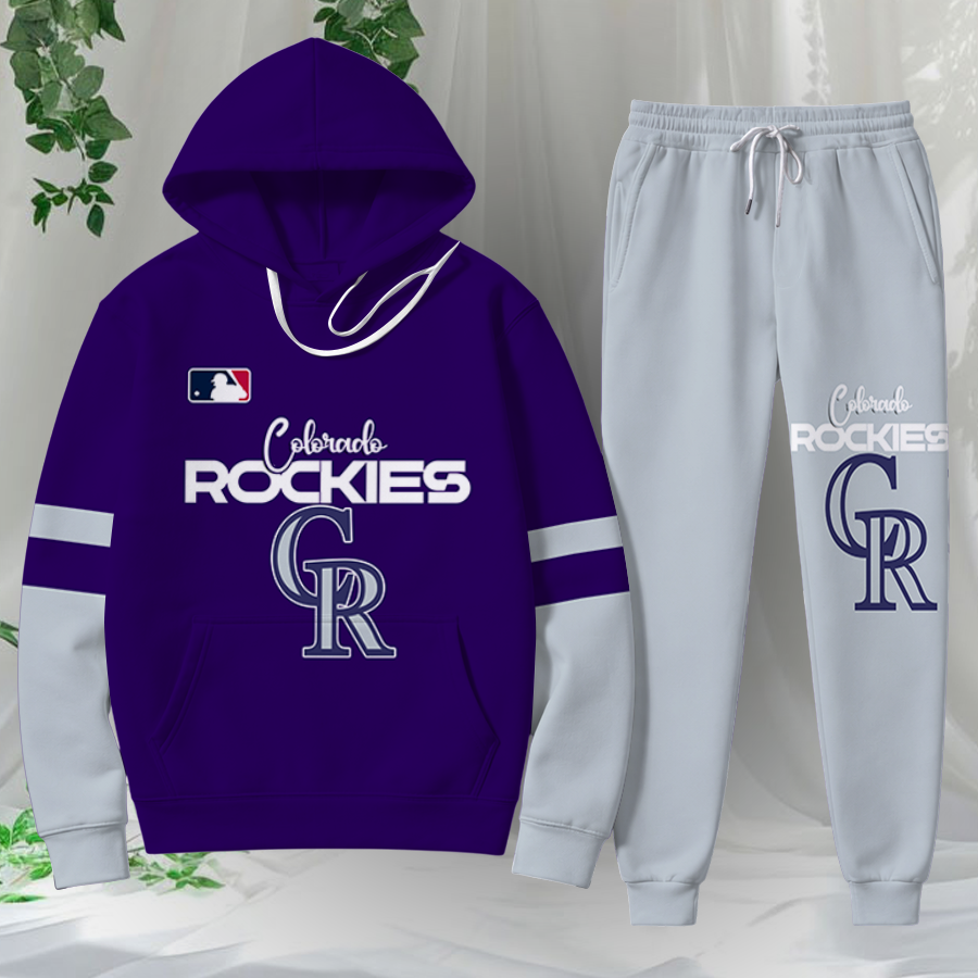 LIMITED EDITION - NEW CUSTOMIZED MLB30 COR COLORADO ROCKIES HOODIE & SWEATPANTS SET