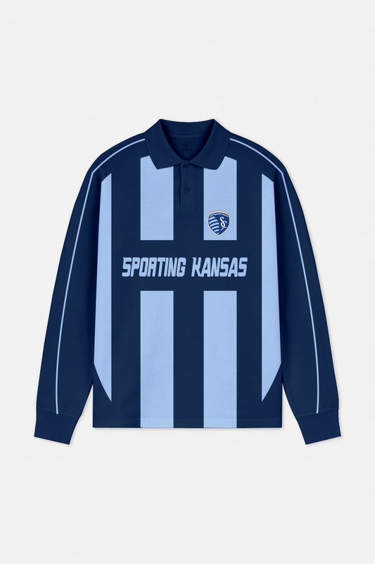 LIMITED EDITION - NEW CUSTOMIZED MLS30 SKC SKANSAS CITY LONG SLEEVE POLO