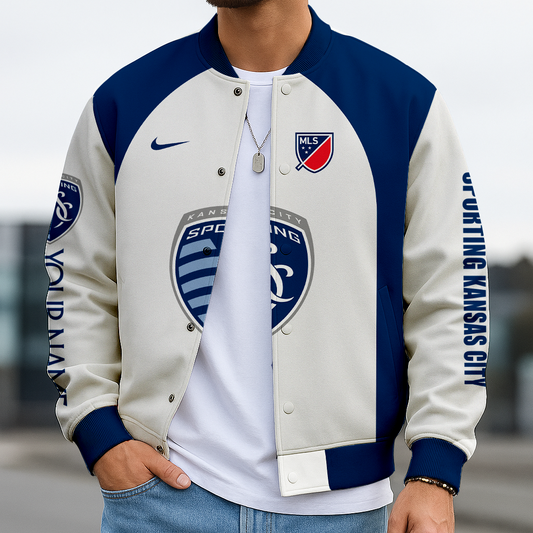 LIMITED EDITION - NEW CUSTOMIZED MLS30 SKC SKANSAS CITY SATIN VARSITY & BASEBALL JACKET