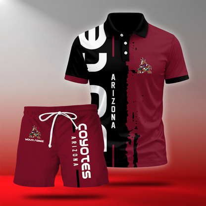 LIMITED EDITION - NEW CUSTOMIZED NHL30 AZC ARIZONA COYOTES POLO & SHORT PANTS SET
