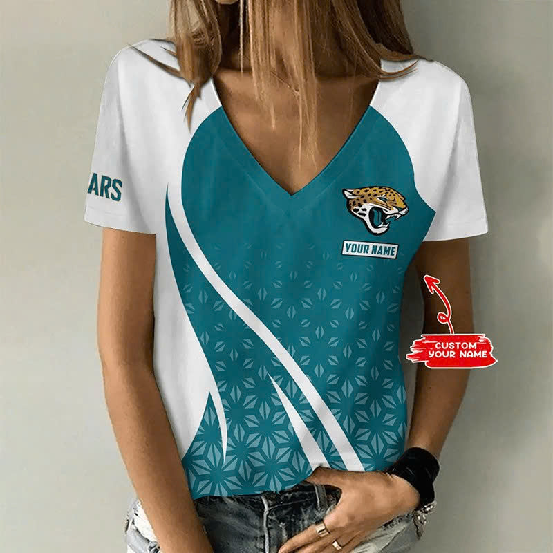 LIMITED EDITION - NEW CUSTOMIZED NFL30 JSJ JACKSONVILLE JAGUARS V-NECK FEMALE SHIRT