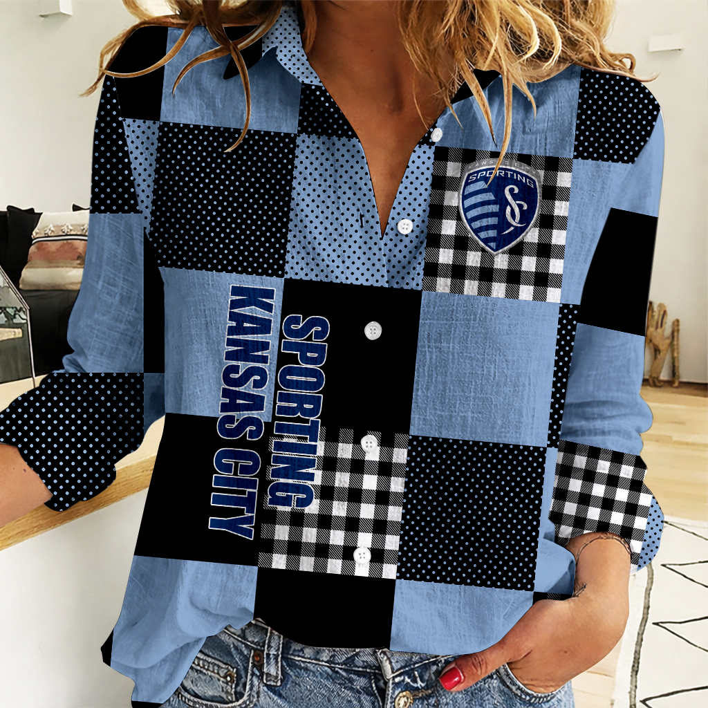 LIMITED EDITION - NEW CUSTOMIZED MLS30 SKC SKANSAS CITY WOMEN CASUAL SHIRT