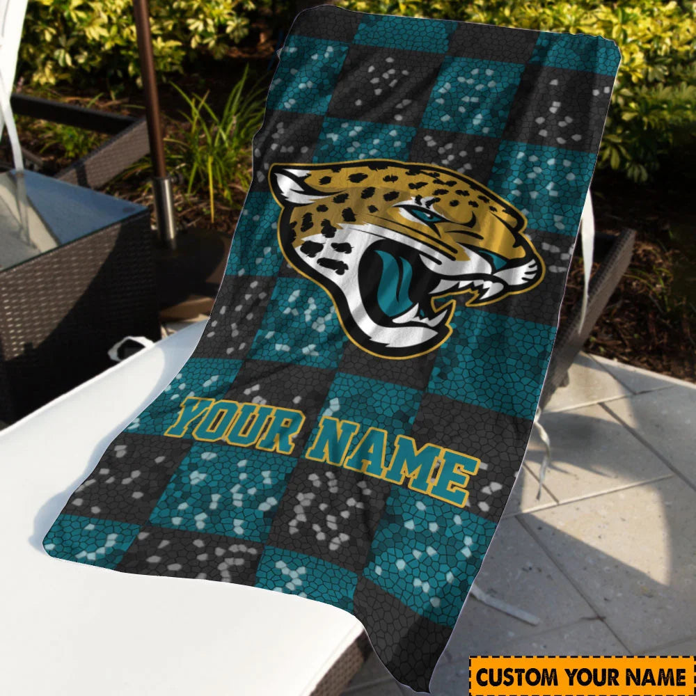 LIMITED EDITION - NEW CUSTOMIZED NFL30 JSJ JACKSONVILLE JAGUARS BEACH TOWEL