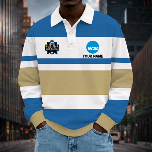 LIMITED EDITION - NEW CUSTOMIZED NCAA31 COLLEGE WORLD SERIES UNISEX LONG SLEEVE POLO