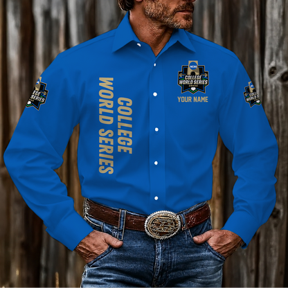 LIMITED EDITION - NEW CUSTOMIZED NCAA CWS31 CWS COLLEGE WORLD SERIES MEN'S LONG SLEEVE BUTTON-UP SHIRT