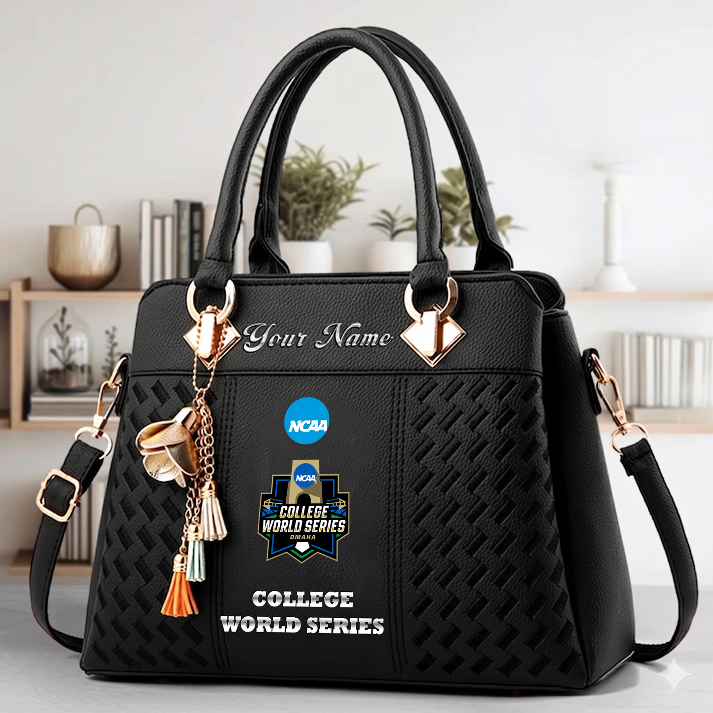 LIMITED EDITION - NEW CUSTOMIZED NCAA CWS31 COLLEGE WORLD SERIES ZIP HANDBAG MULTICOLOR