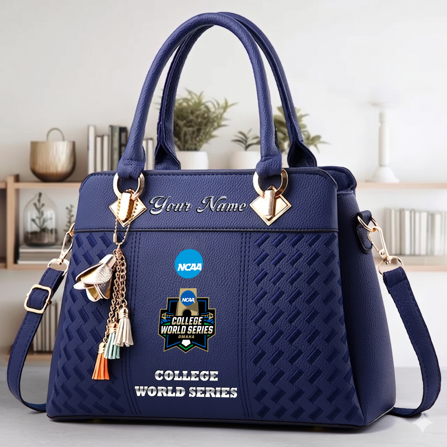 LIMITED EDITION - NEW CUSTOMIZED NCAA CWS31 COLLEGE WORLD SERIES ZIP HANDBAG MULTICOLOR