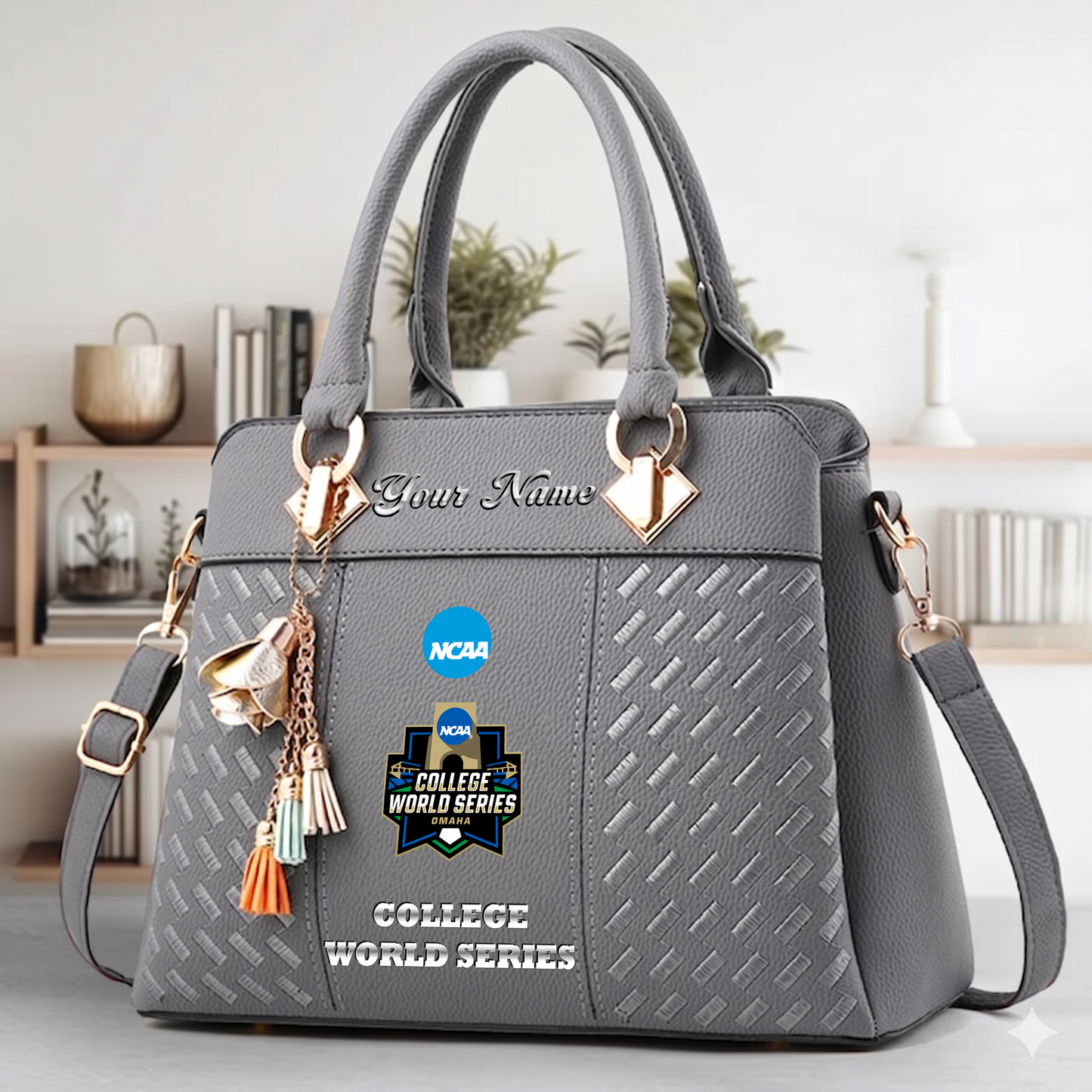 LIMITED EDITION - NEW CUSTOMIZED NCAA CWS31 COLLEGE WORLD SERIES ZIP HANDBAG MULTICOLOR