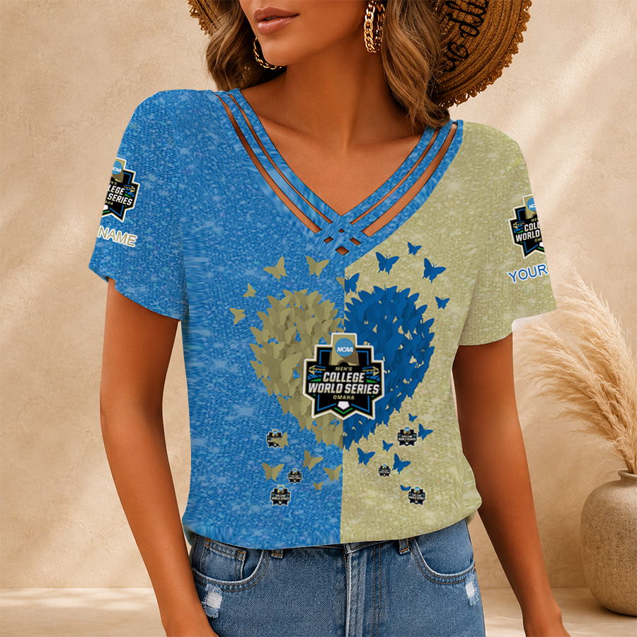 [FAN FAVORITE] NEW CUSTOMIZED NCAA CWS31 COLLEGE WORLD SERIES V-NECK SHIRT
