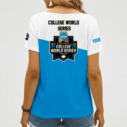 [FAN FAVORITE] NEW CUSTOMIZED NCAA CWS31 COLLEGE WORLD SERIES V-NECK FEMALE SHIRT