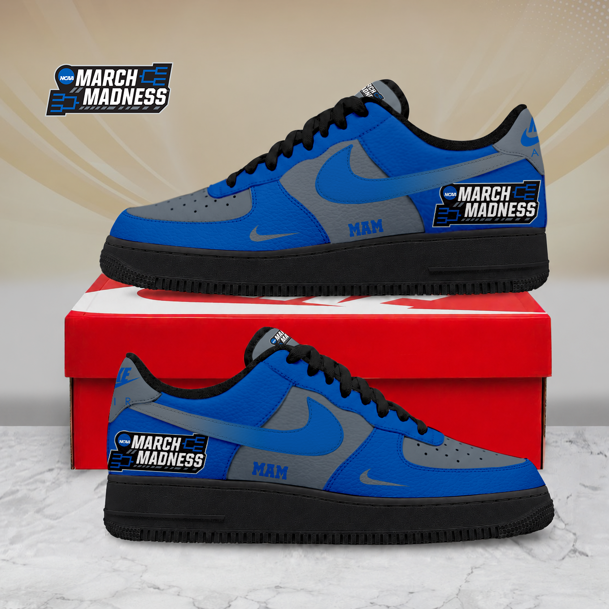 SPECIAL EDITION - NEW CUSTOMIZED NCAA MAM31 MAM MARCH MADNESS AF1 SHOES