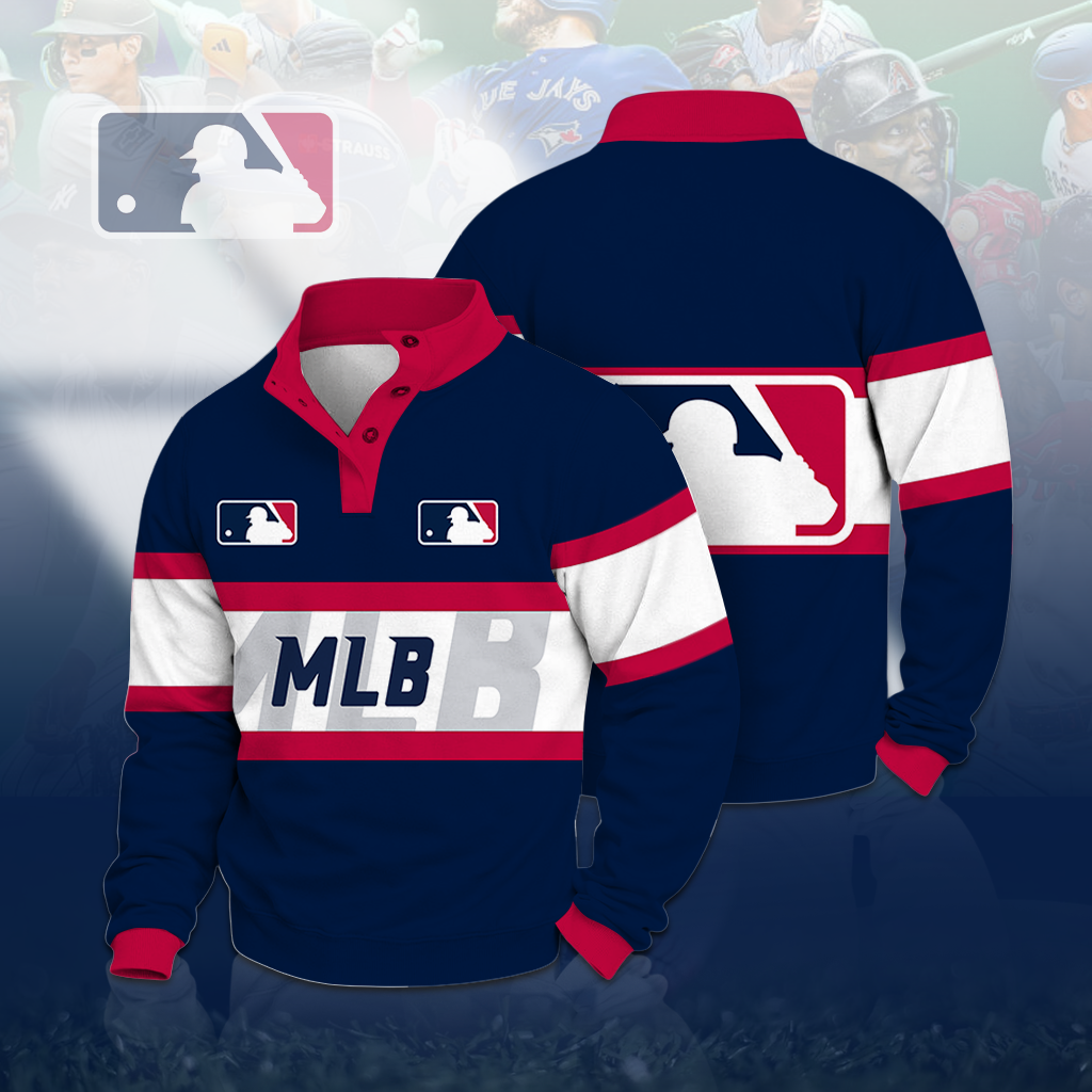 LIMITED EDITION - NEW CUSTOMIZED MLB31 MAJOR LEAGUE BASEBALL BUTTON QUARTER PLACKET SWEATSHIRT