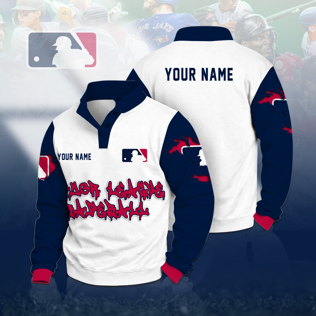 LIMITED EDITION - NEW CUSTOMIZED MLB31 MAJOR LEAGUE BASEBALL BUTTON QUARTER PLACKET SWEATSHIRT