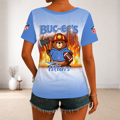 [SPECIAL OFFER] NEW CUSTOMIZED NFL31 TST TENNESSEE TITANS BUC-EE'S V-NECK FEMALE SHIRT