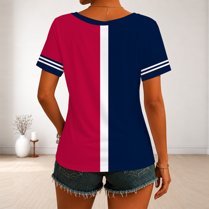 LIMITED EDITION - NEW CUSTOMIZED MLB31 MAJOR LEAGUE BASEBALL V-NECK FEMALE SHIRT