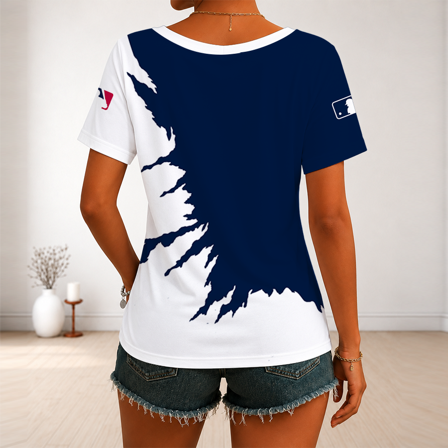 [FLASH SALE] NEW CUSTOMIZED MLB31 MAJOR LEAGUE BASEBALL V-NECK FEMALE SHIRT