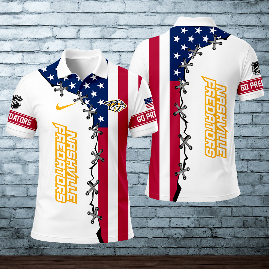 LIMITED EDITION - NEW CUSTOMIZED NHL31 NVP NASHVILLE PREDATORS POLO SHIRT