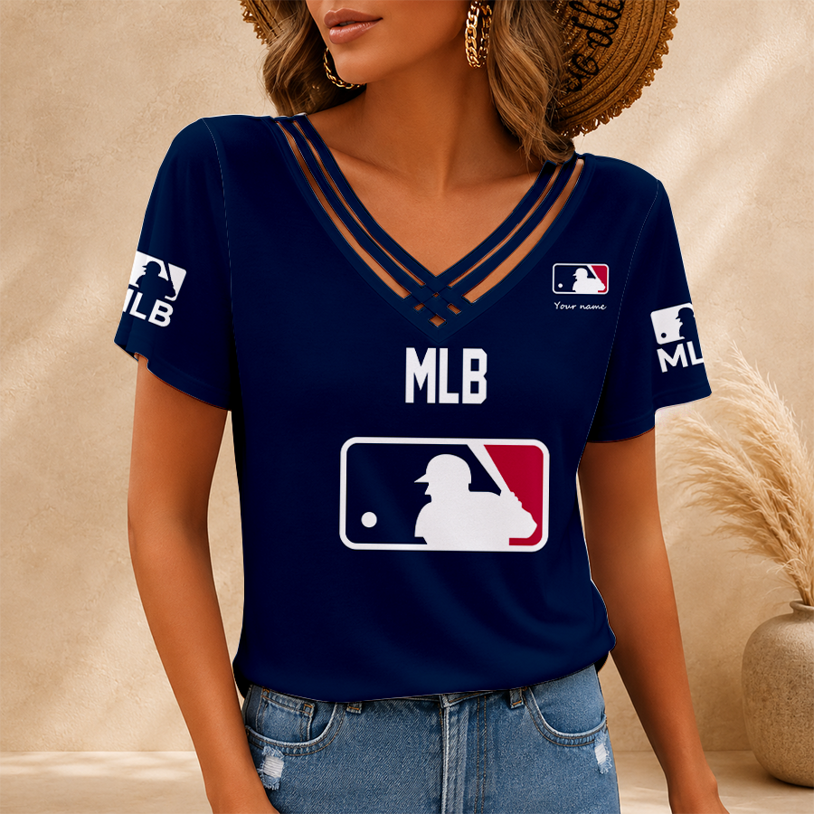 [FLASH SALE] NEW CUSTOMIZED MLB31 MAJOR LEAGUE BASEBALL V-NECK SHIRT