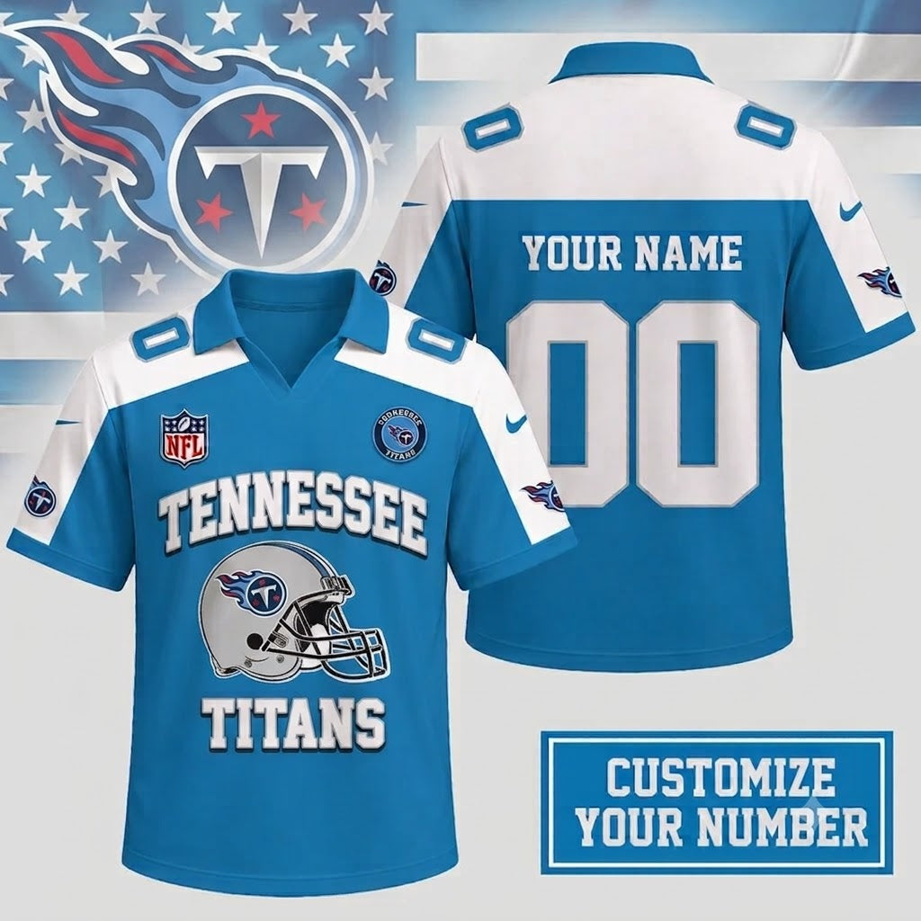 ELITE EDITION - NEW CUSTOMIZED NFL31 TST TENNESSEE TITANS POLO SHIRT