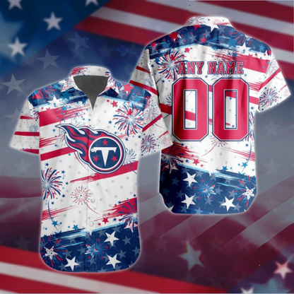 VIRAL EDITION - NEW CUSTOMIZED NFL31 TST TENNESSEE TITANS PATRIOTIC USA HAWAIIAN SHIRT