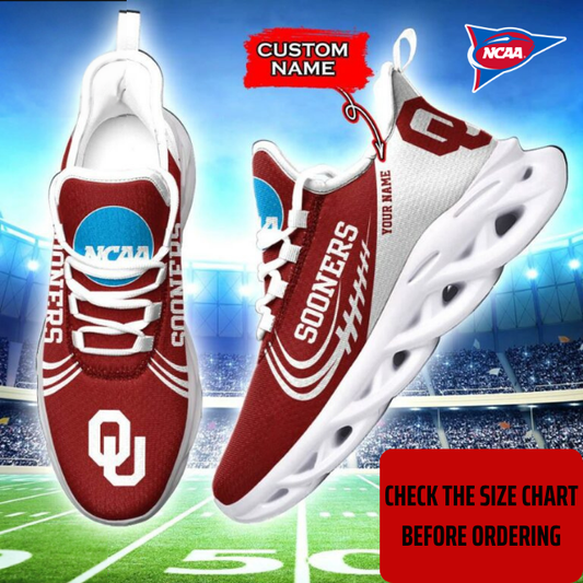 ELITE EDITION - NEW CUSTOMIZED NCAA FBS31 OUS OKLAHOMA SOONERS CLUNKY SNEAKERS