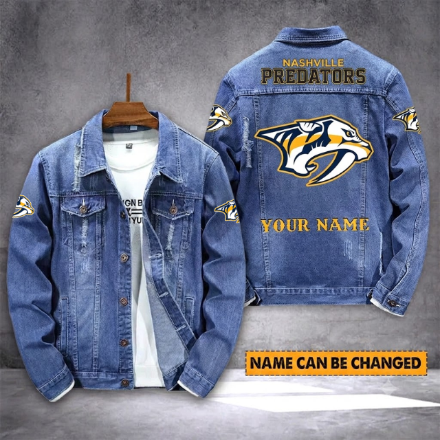 ELITE EDITION - NEW CUSTOMIZED NHL31 NVP NASHVILLE PREDATORS DENIM JACKET