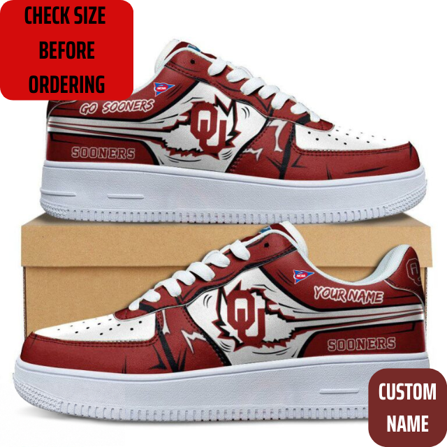 VIRAL EDITION - NEW CUSTOMIZED NCAA FBS31 OUS OKLAHOMA SOONERS AF1 SHOES