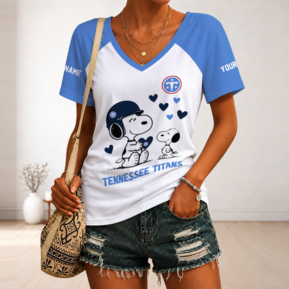[SPECIAL OFFER] NEW CUSTOMIZED NFL31 TST TENNESSEE TITANS V-NECK FEMALE SHIRT