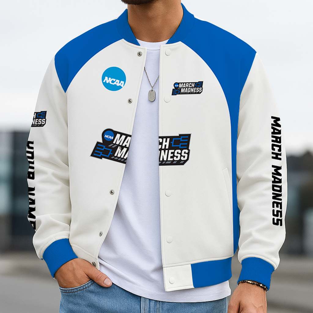 LIMITED EDITION - NEW CUSTOMIZED NCAA MAM31 MAM MARCH MADNESS BASEBALL JACKET, SATIN VARSITY JACKET