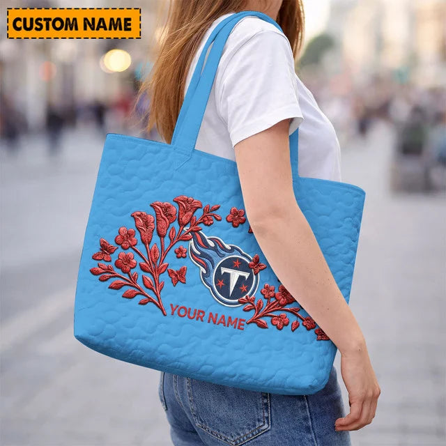 ELITE EDITION - NEW CUSTOMIZED NFL31 TST TENNESSEE TITANS QUILTED TOTE BAG