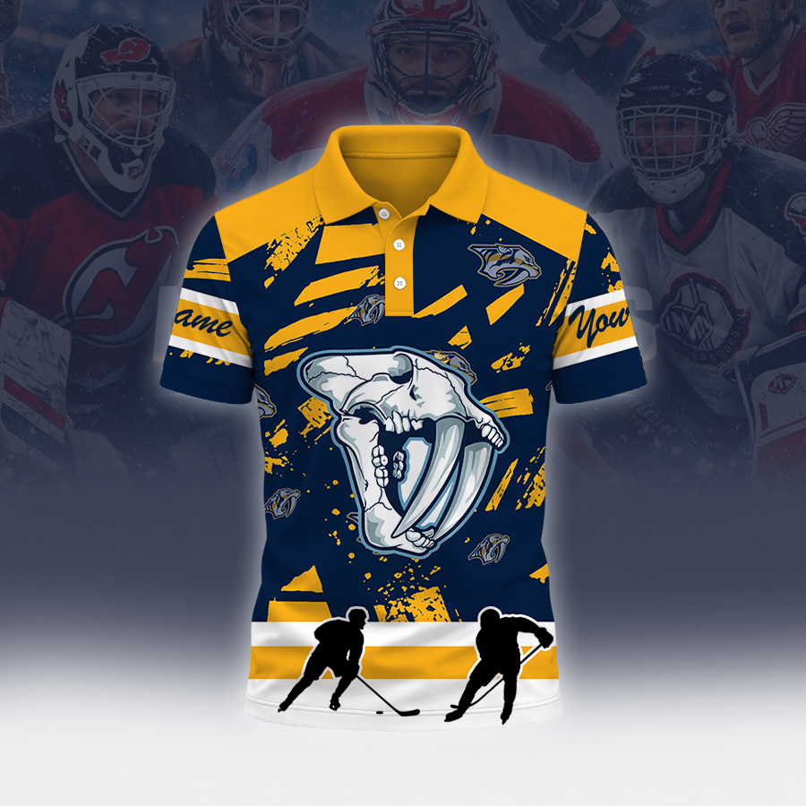[SUPER SALE] NEW CUSTOMIZED NHL31 NVP NASHVILLE PREDATORS POLO SHIRT