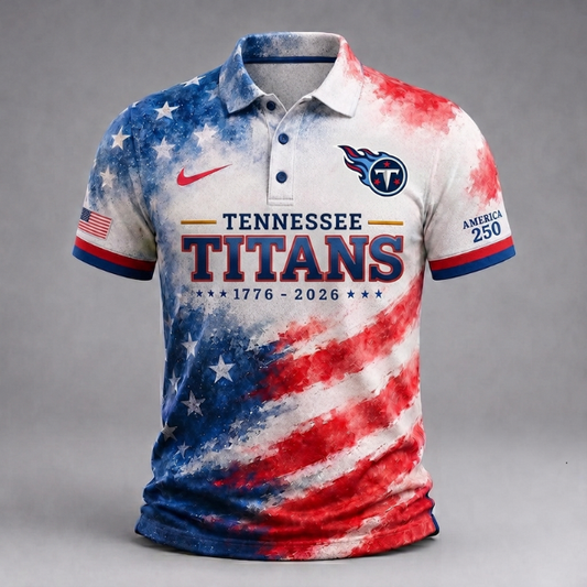 MEGA SALE - NEW CUSTOMIZED NFL31 TST TENNESSEE TITANS USA 250TH ANNIVERSARY POLO SHIRT, ZIP POLO SHIRT & T-SHIRTS