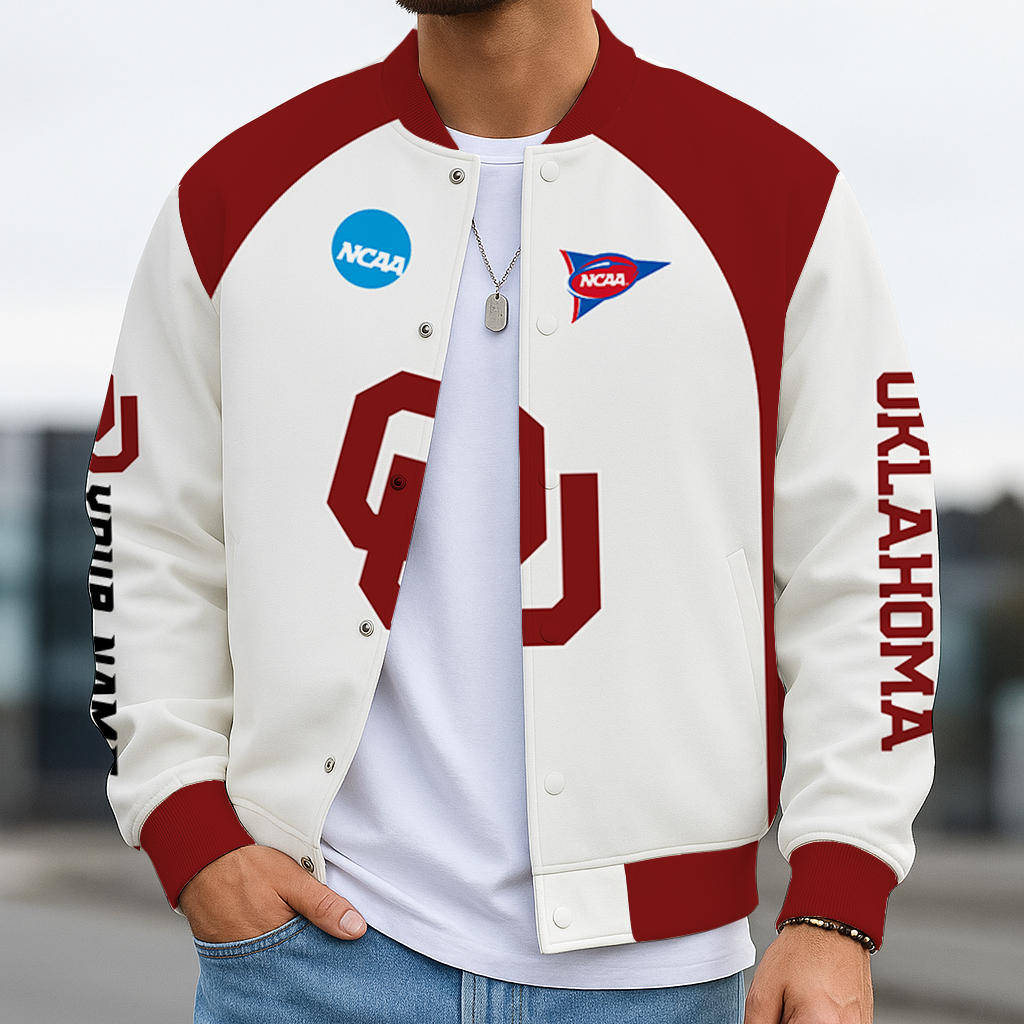 LIMITED EDITION - NEW CUSTOMIZED NCAA FBS31 OUS OKLAHOMA SOONERS BASEBALL JACKET, SATIN VARSITY JACKET