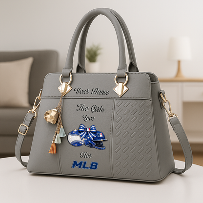 LIMITED EDITION - NEW CUSTOMIZED MLB31 MAJOR LEAGUE BASEBALL  ZIP HANDBAG MULTICOLOR