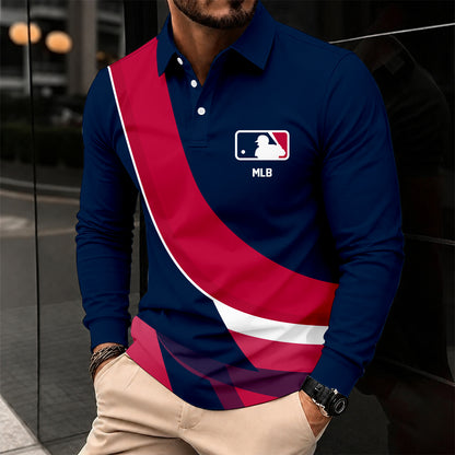 [FLASH SALE] NEW CUSTOMIZED MLB31 MAJOR LEAGUE BASEBALL MEN'S LONG SLEEVE POLO