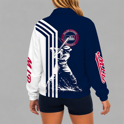 [FLASH SALE] NEW CUSTOMIZED MLB31 MAJOR LEAGUE BASEBALL V-NECK ZIPPER SWEATSHIRT JACKET