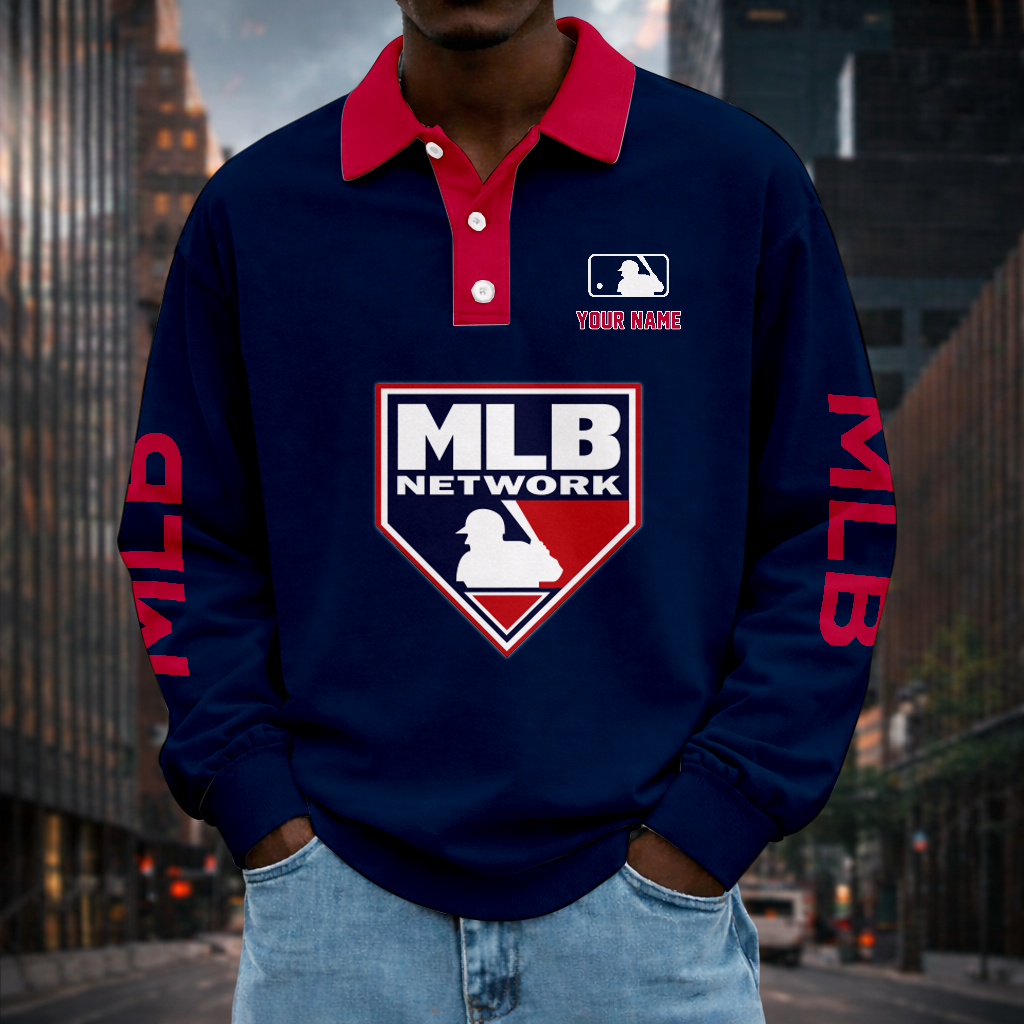 LIMITED EDITION - NEW CUSTOMIZED MLB31 MAJOR LEAGUE BASEBALL MEN LONG SLEEVE POLO