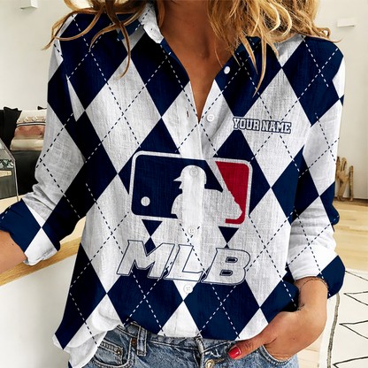 LIMITED EDITION - NEW CUSTOMIZED MLB31 MAJOR LEAGUE BASEBALL WOMEN CASUAL SHIRT FOR FAN