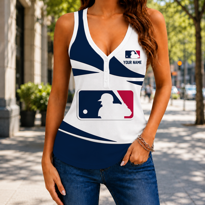 LIMITED EDITION - NEW CUSTOMIZED MLB31 MLB MAJOR LEAGUE BASEBALL WOMEN'S V-NECK TANK TOP