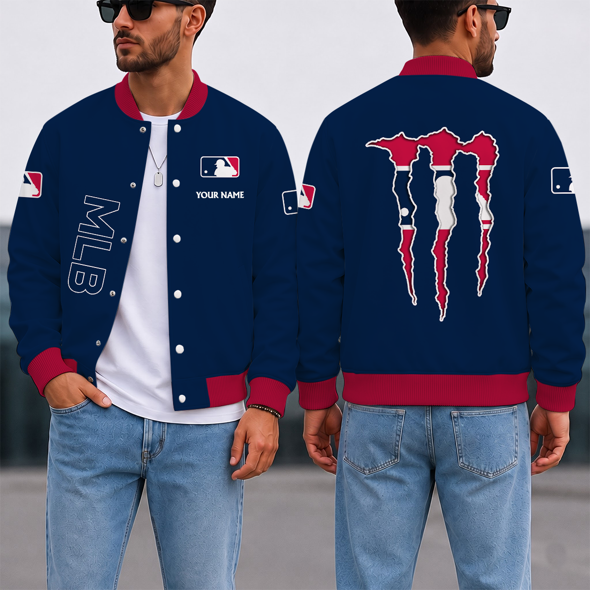 SPECIAL EDITION - NEW CUSTOMIZED MLB31 MAJOR LEAGUE BASEBALL SATIN VARSITY & BASEBALL JACKET