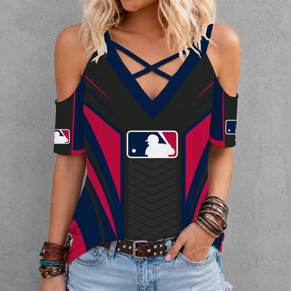 [FLASH SALE] NEW CUSTOMIZED MLB31 MAJOR LEAGUE BASEBALL CRISS CROSS V-NECK TOP