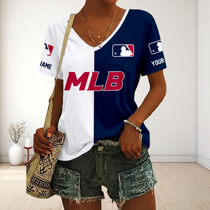 SPECIAL EDITION - NEW CUSTOMIZED MLB31 MAJOR LEAGUE BASEBALL V-NECK FEMALE SHIRT