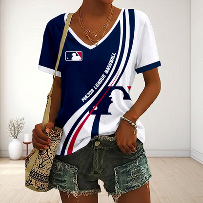 LIMITED EDITION - NEW CUSTOMIZED MLB31 MAJOR LEAGUE BASEBALL V-NECK FEMALE SHIRT