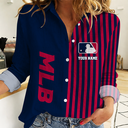 LIMITED EDITION - NEW CUSTOMIZED MLB31 MAJOR LEAGUE BASEBALL WOMEN CASUAL SHIRT